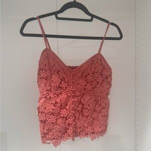 Elegant Coral Lace Women’s Top